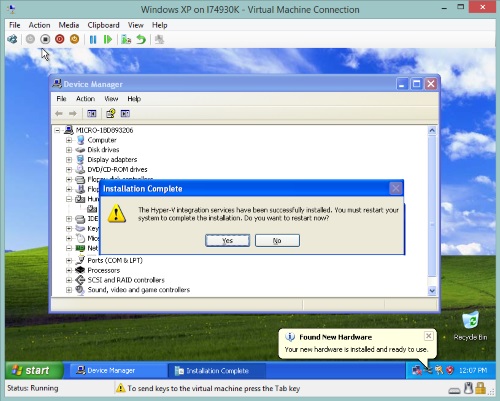 Driver Installations for Hyper V Virtual Machine WIN-XP