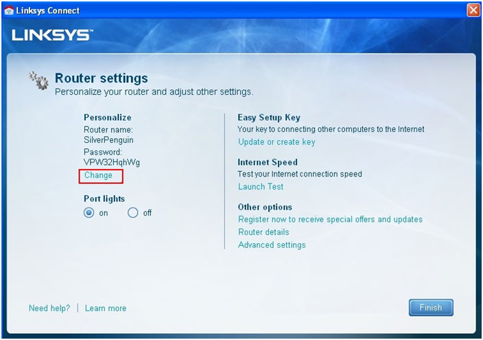 change linksys router password
