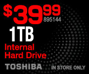Toshiba 1TB Hard Drive $39.99