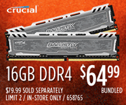 Crucial 16GB DDR4 - $64.99 bundled
