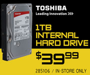 Toshiba 1TB Internal Hard Drive - $39.99